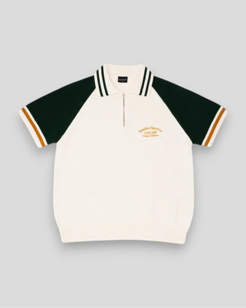 Goodies Sportives || Biker Premium Knit Polo - Green / Ecru Goodies Sportive