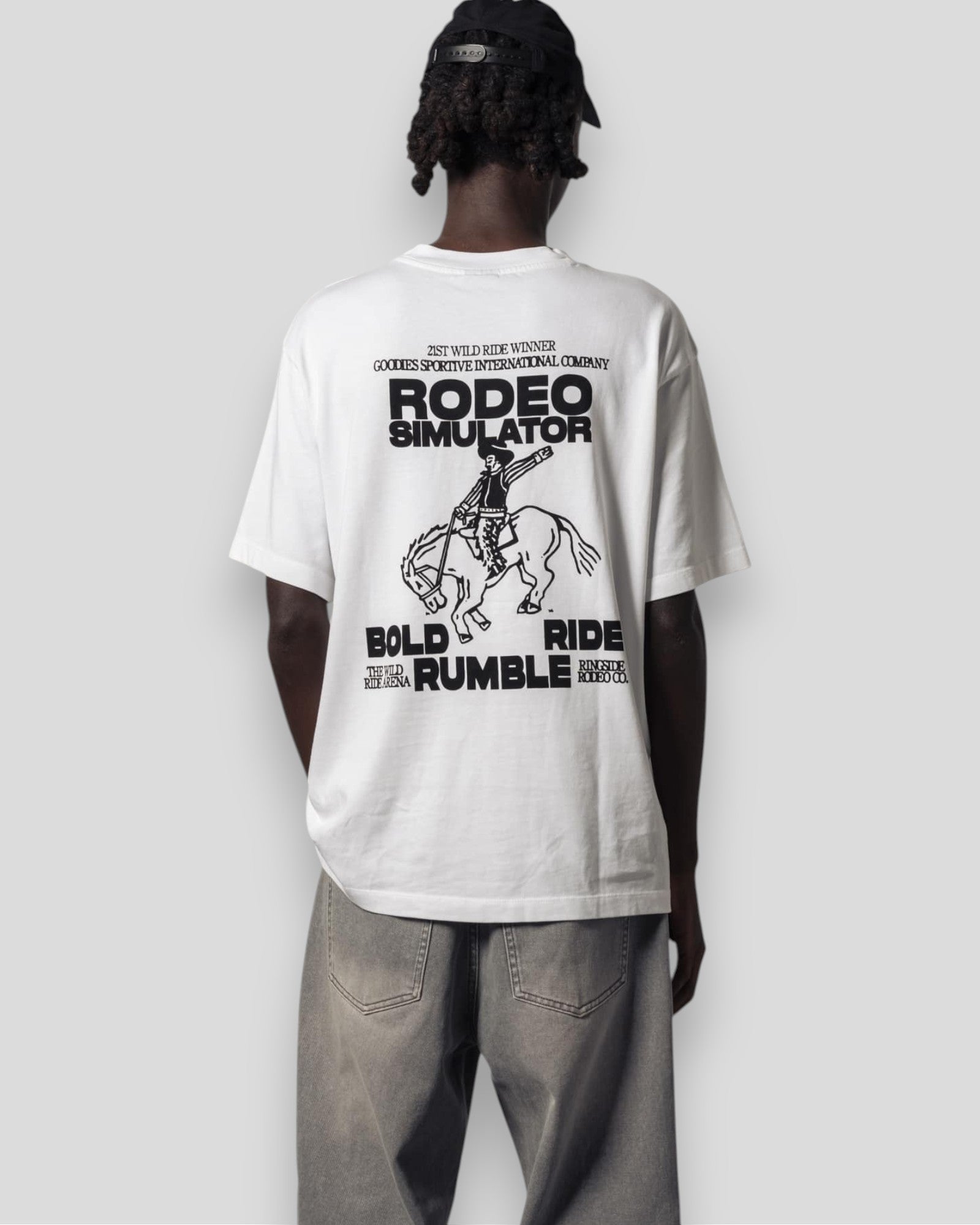 Goodies Sportive || Rodeo Simulator Tee - White Goodies Sportive