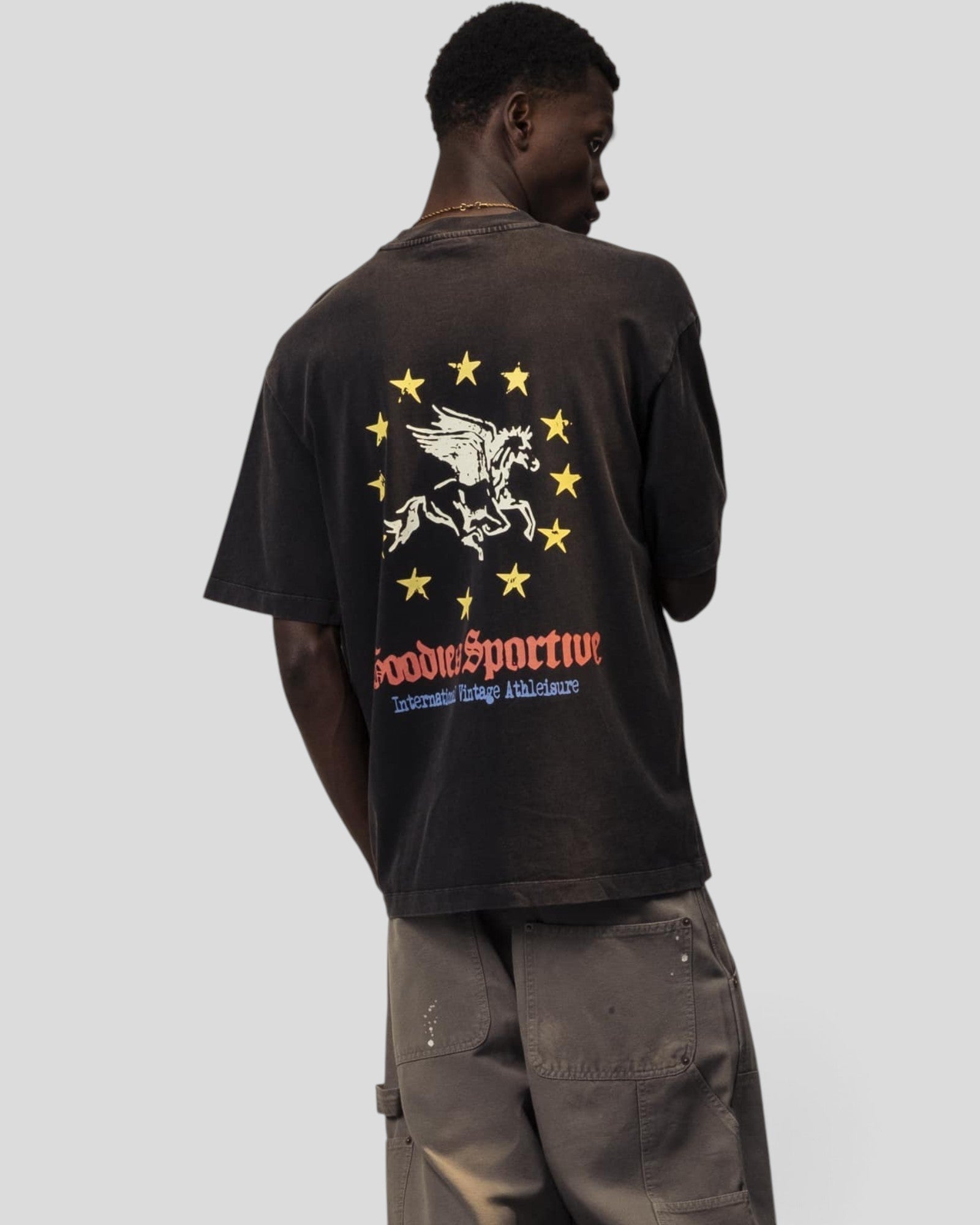 Goodies Sportive || Pegasus Union T-Shirt - Washed Black Goodies Sportive