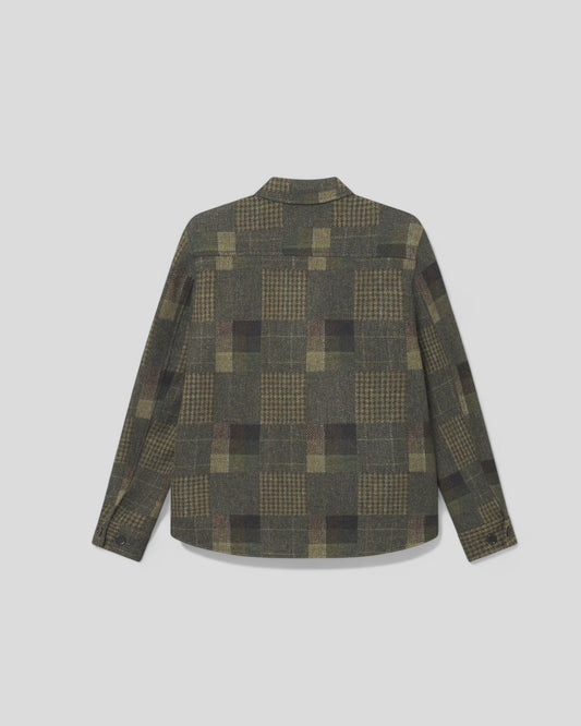 Les Deux || Kody Patchwork Wool Overshirt - Duffel Bag Green Les Deux