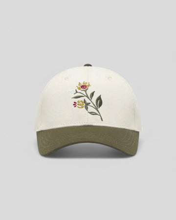 Les Deux || Flower Baseball Cap - Ivory/ Olive Night Les Deux