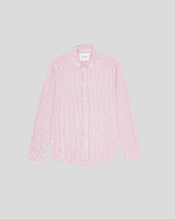 Les Deux || Konrad Stripe Cotton Linen Shirt - Crocus Pink Les Deux