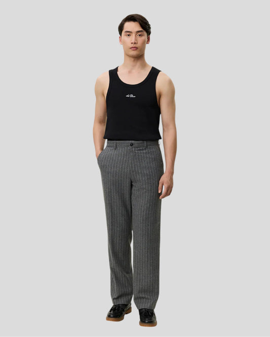 Les Deux || Como Pinstripe Mouliné Slacks - Grey Melange Les Deux