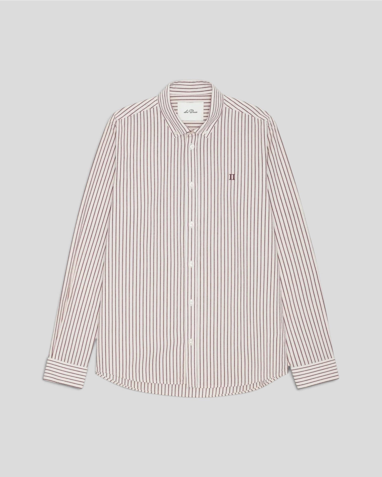 Les Deux || Light Oxford Striped Shirt - Chocolate Truffle Les Deux