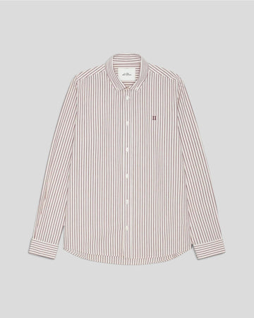 Les Deux || Light Oxford Striped Shirt - Chocolate Truffle Les Deux