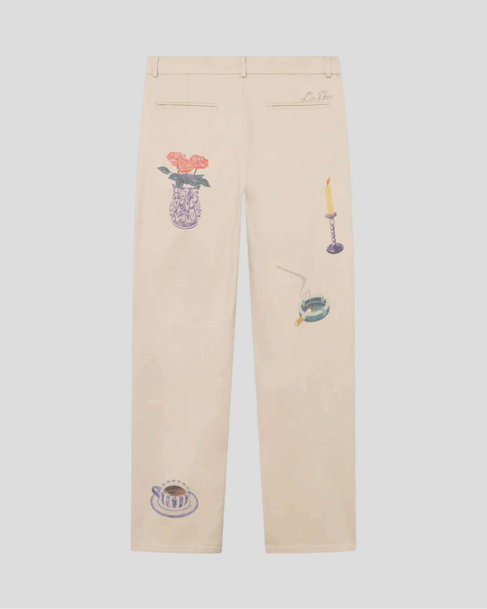 Les Deux || Romeo Pleated AOP Canvas Pant - Oyster Gray / White Les Deux