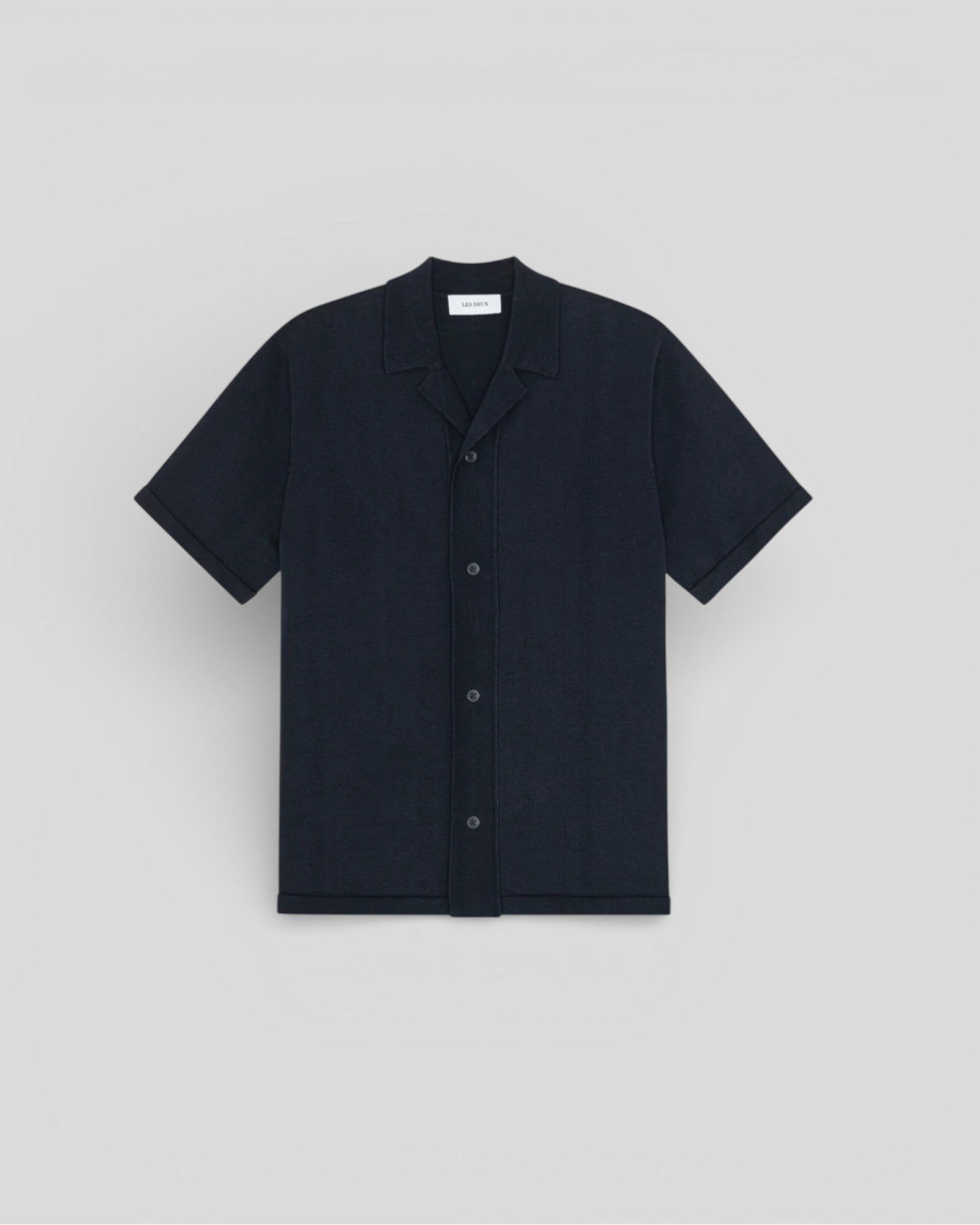 Les Deux || Emmett Arabesque Knitted SS Shirt - Dark navy Les Deux