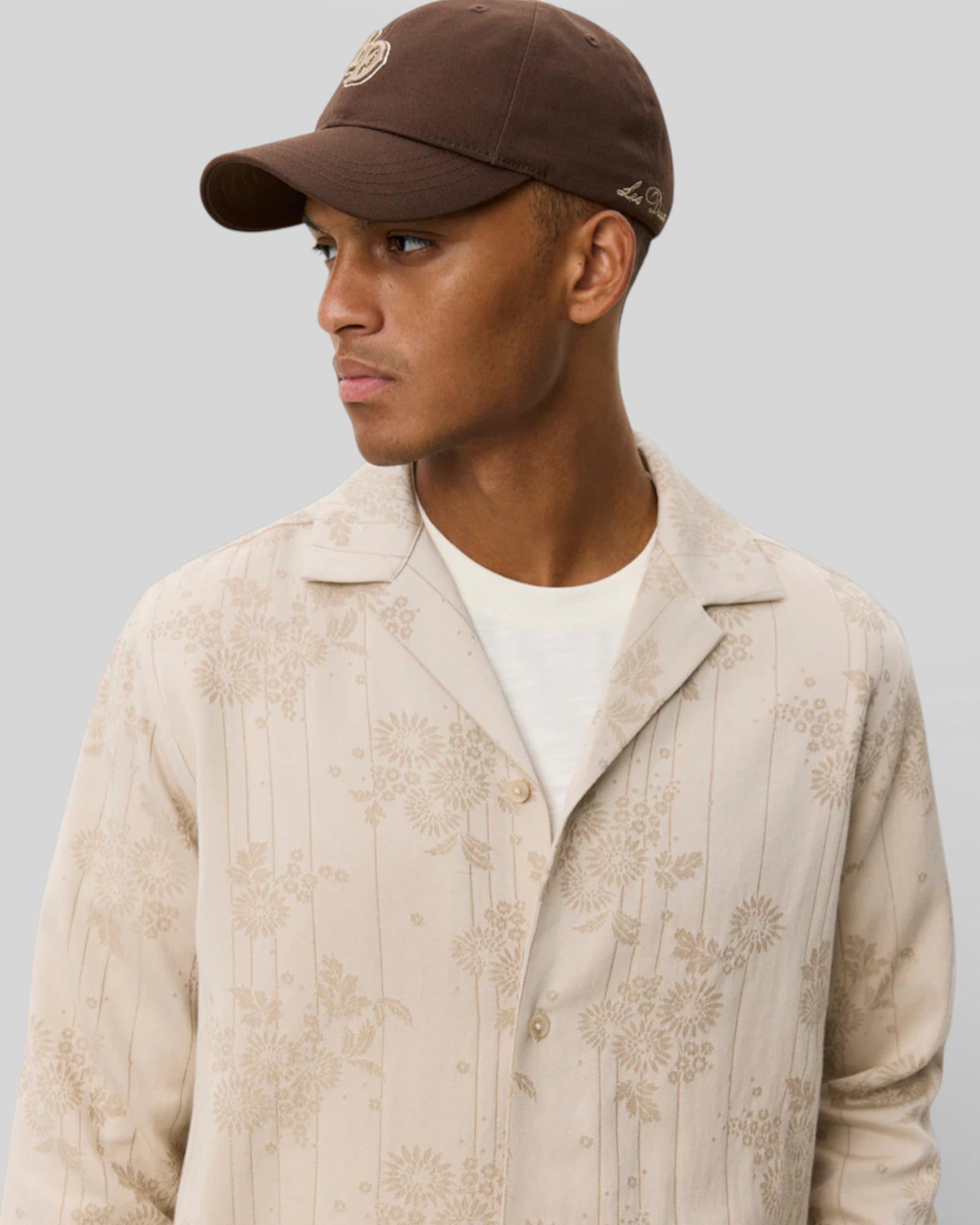 Les Deux || Jasper Flower Jacquard Shirt - Oyster Gray White Les Deux