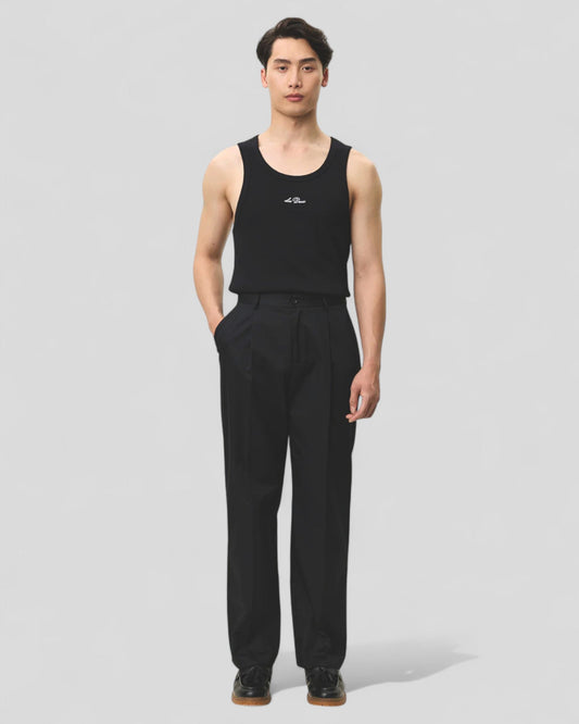 Les Deux || Reece Pleated Heavy Twill Pants - Black Les Deux