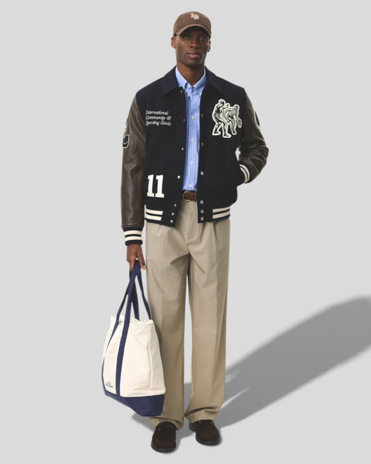 Les Deux || Basket Varsity Wool Jacket - Dark Navy Les Deux