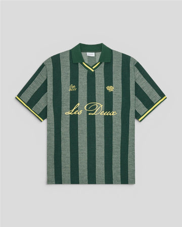 Les Deux || Stripe Jacquard Football Jersey - Pine Green Les Deux