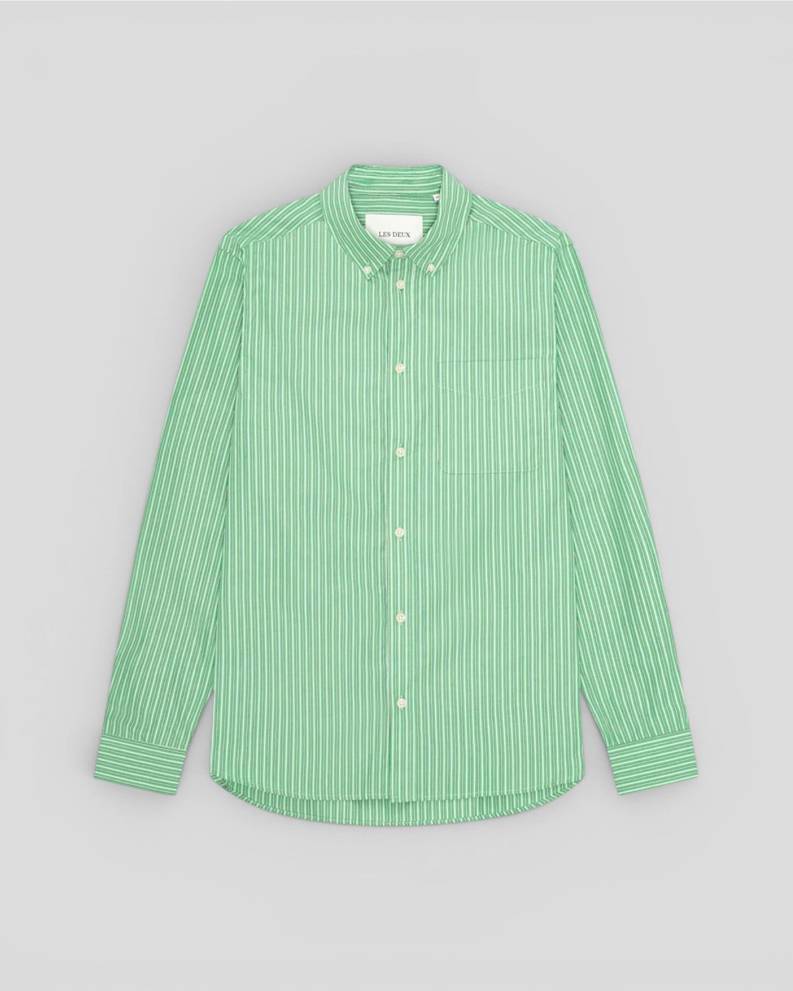 Les Deux || Strip Poplin Shirt - Green Spruce Les Deux