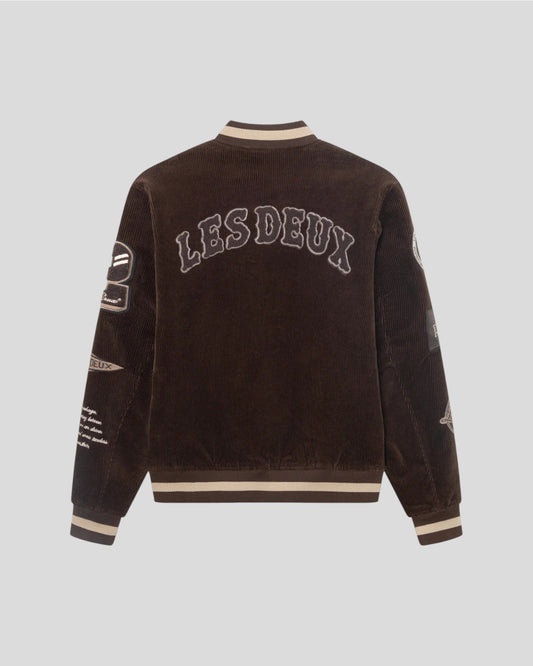 Les Deux || Corduroy Varsity Jacket - Slate Brown Les Deux
