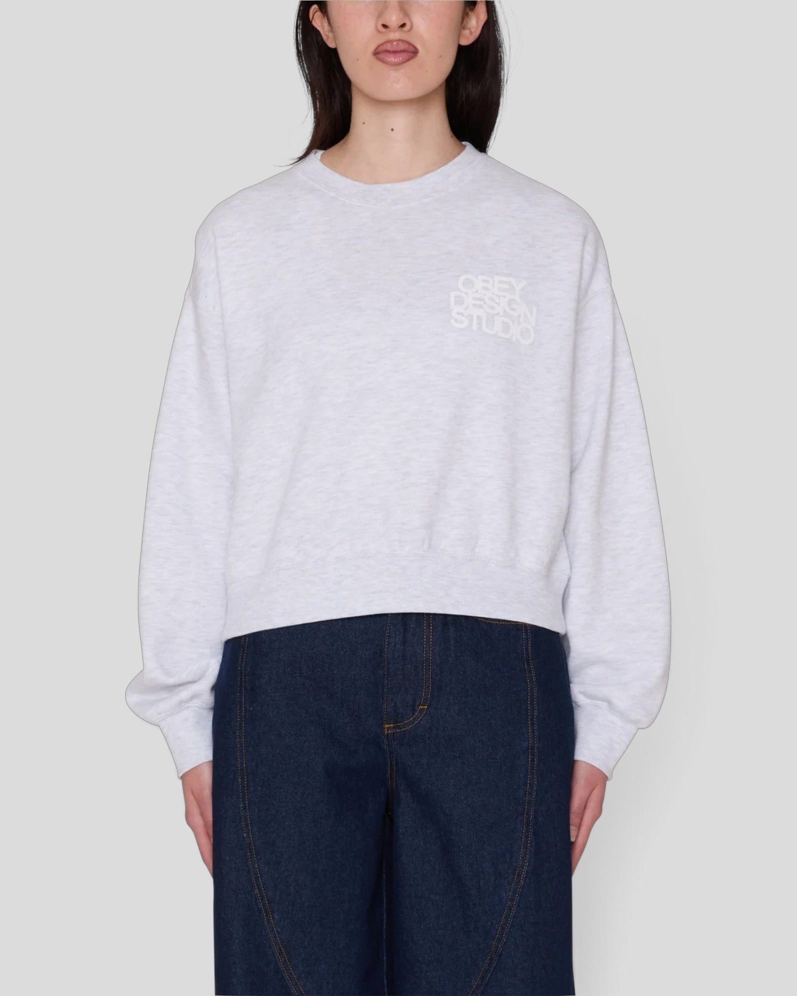 Obey || Design Studio Cropped Sweat - Ash Heather Grey Obey