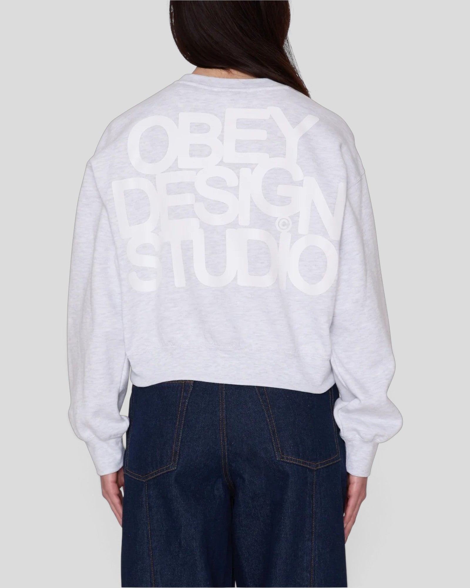 Obey || Design Studio Cropped Sweat - Ash Heather Grey Obey