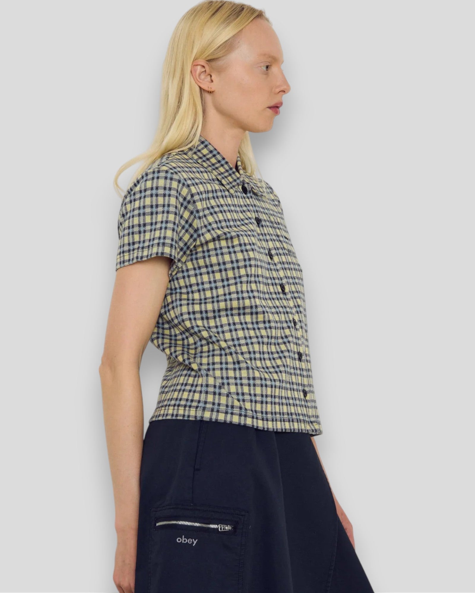 Obey || Lila Micro Check Polo - Yellow Multi Obey