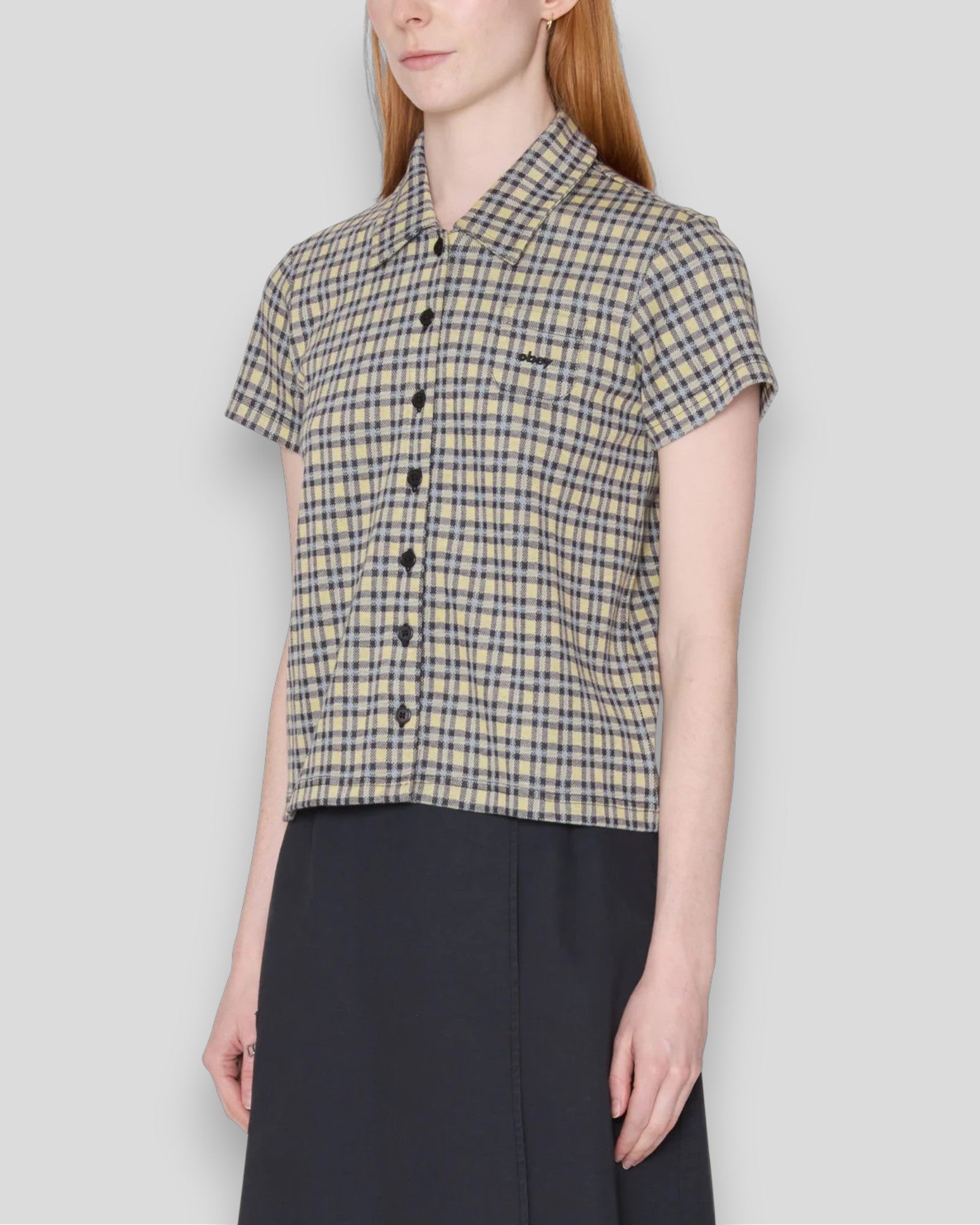 Obey || Lila Micro Check Polo - Yellow Multi Obey