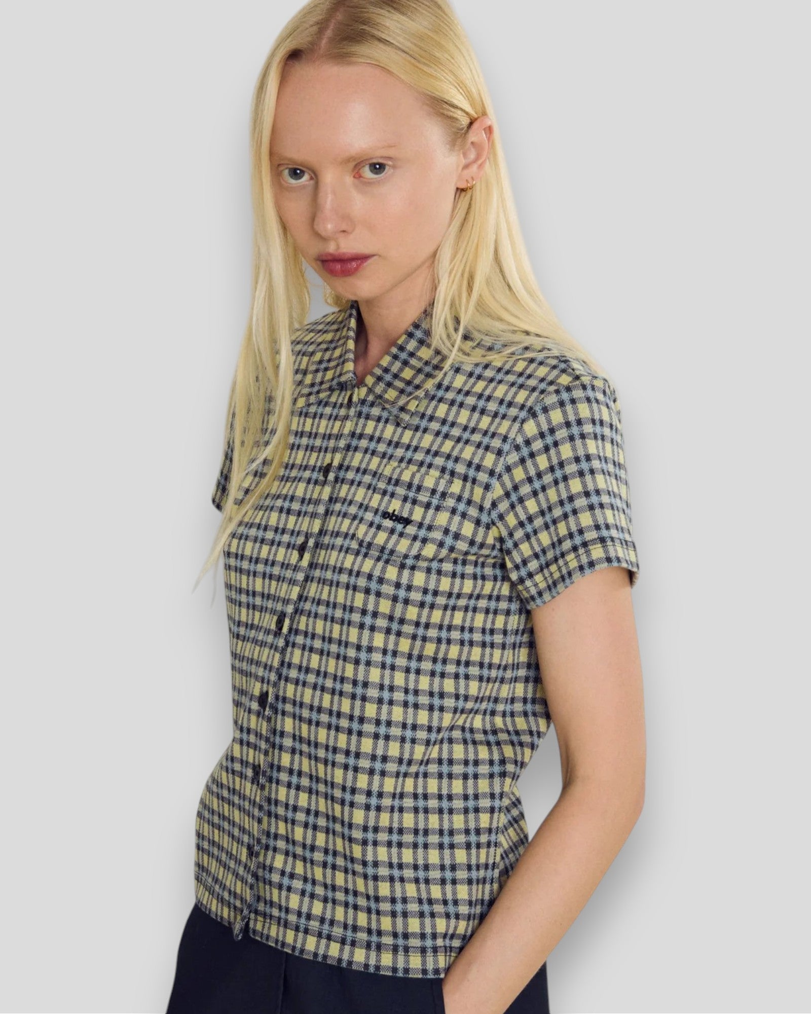 Obey || Lila Micro Check Polo - Yellow Multi Obey