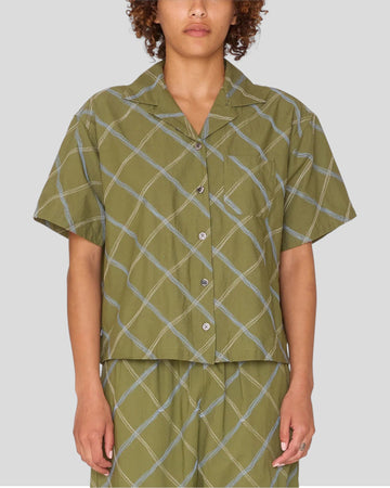 Obey || Lilith Diamond Stitch SS Shirt - Olivine Multi Obey