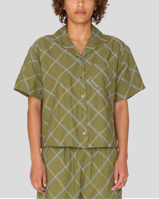 Obey || Lilith Diamond Stitch SS Shirt - Olivine Multi Obey