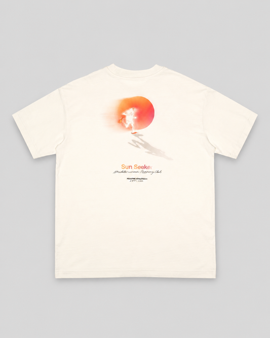 Peaufine || Oversize T-Shirt Sun Seeker - Off White- M' — vue 2 sur fond gris