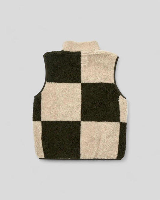 Gramicci || Checkered Sherpa Vest - Natural / Olive Check