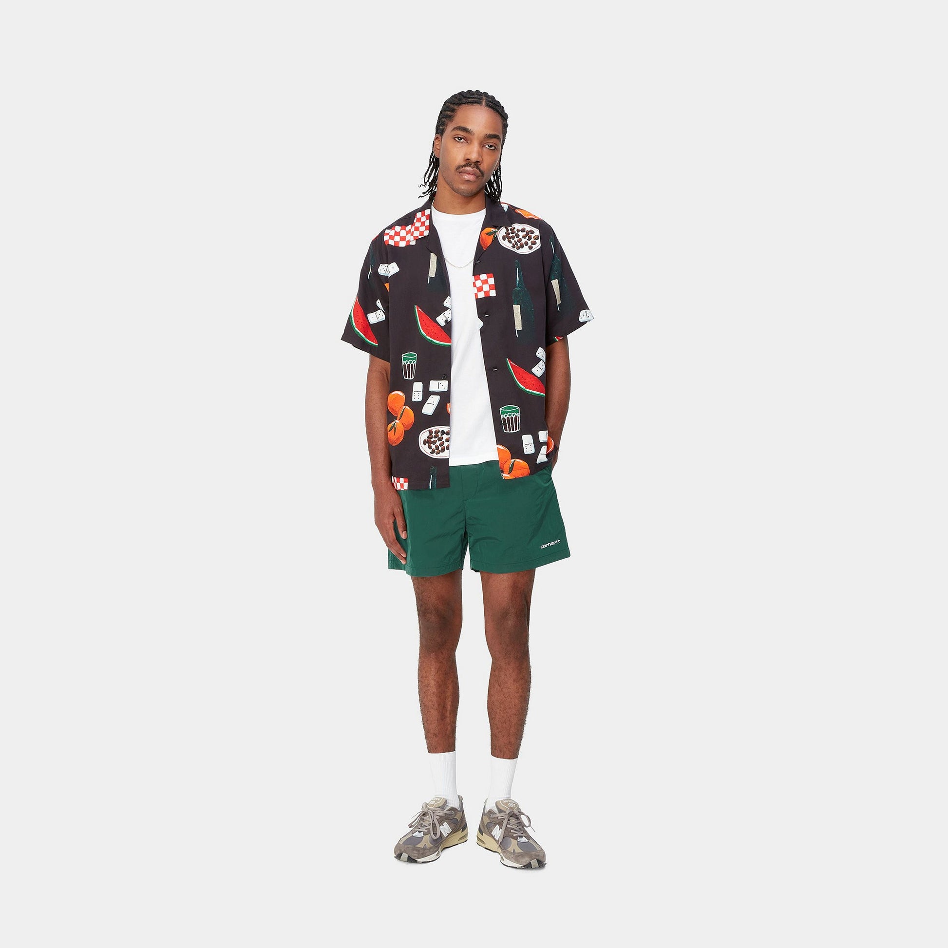 Carhartt || Tobes Swim Trunks - Nylon Chervil/ White Carhartt