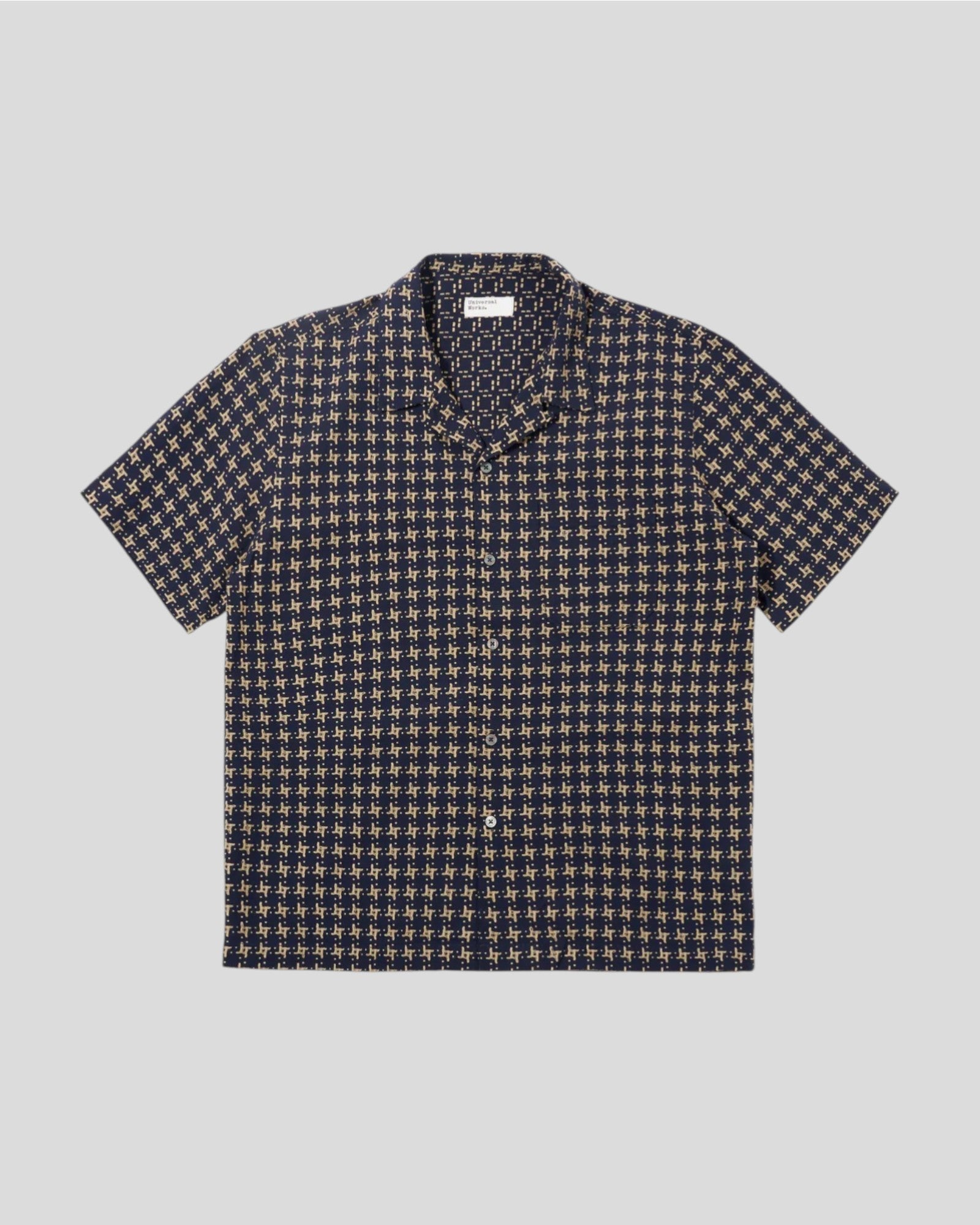 Universal Works || Road Shirt Rhodes 8 Cotton - Navy/ Sand Universal Works