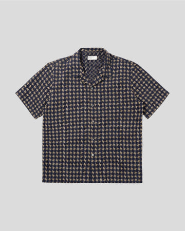 Universal Works || Road Shirt Rhodes 8 Cotton - Navy/ Sand Universal Works