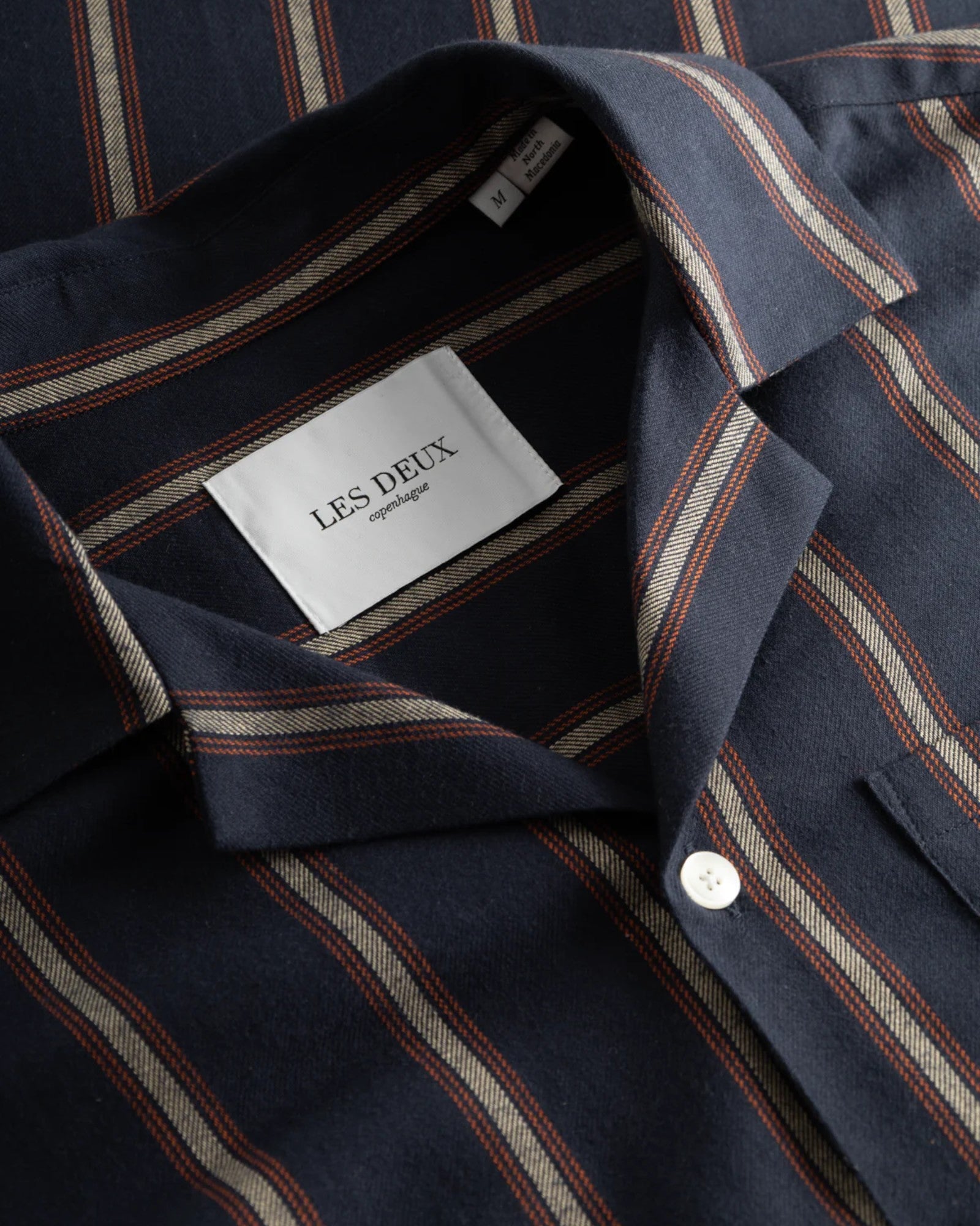Les Deux || Lawson Stripe Shirt - Dark Navy/ Light Camel Les Deux