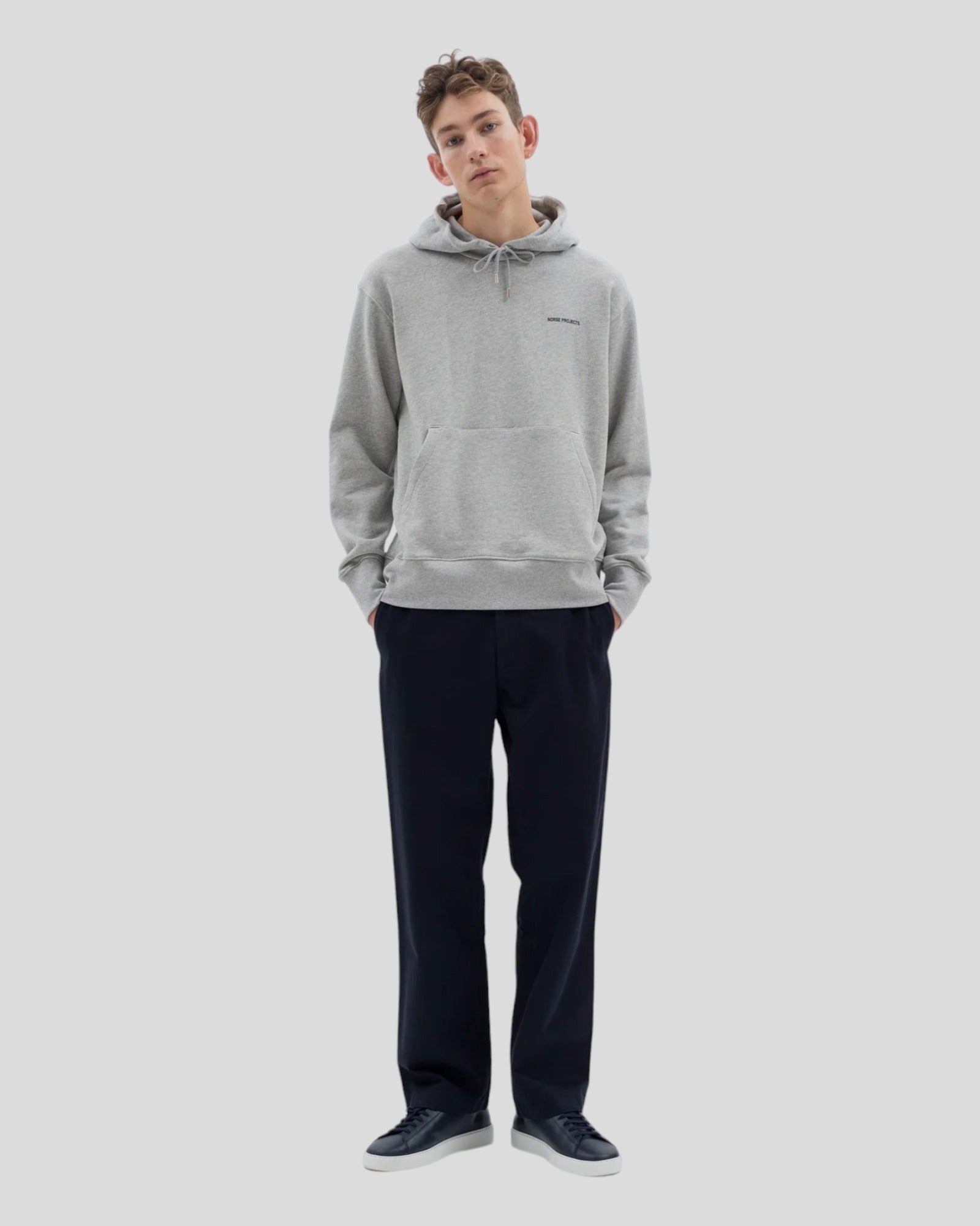 Norse Projects || Arne Logo Hoodie - Light Grey Norse Projects