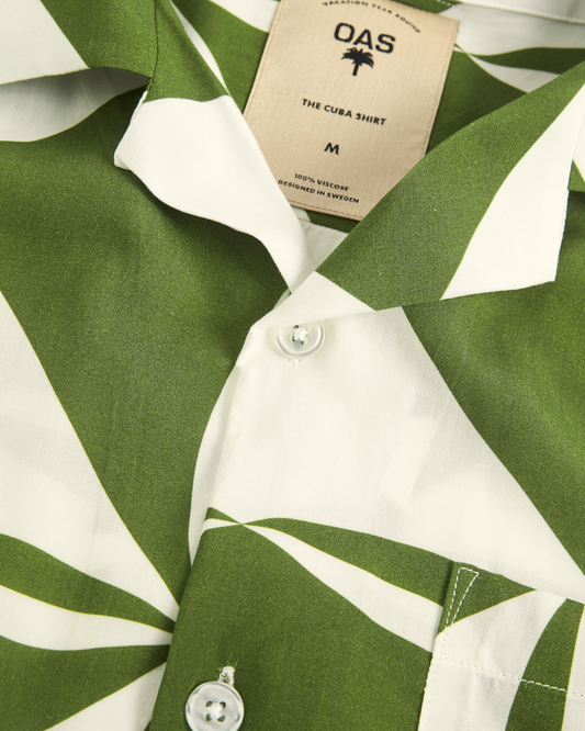 OAS || Bloomy Plateau Viscose Shirt - Olive Green/ White OAS Compagny