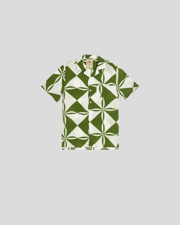 OAS || Bloomy Plateau Viscose Shirt - Olive Green/ White OAS Compagny