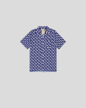 OAS || Blue Layer Zig Viscose Shirt - Cobalt Blue/ Cream OAS Compagny