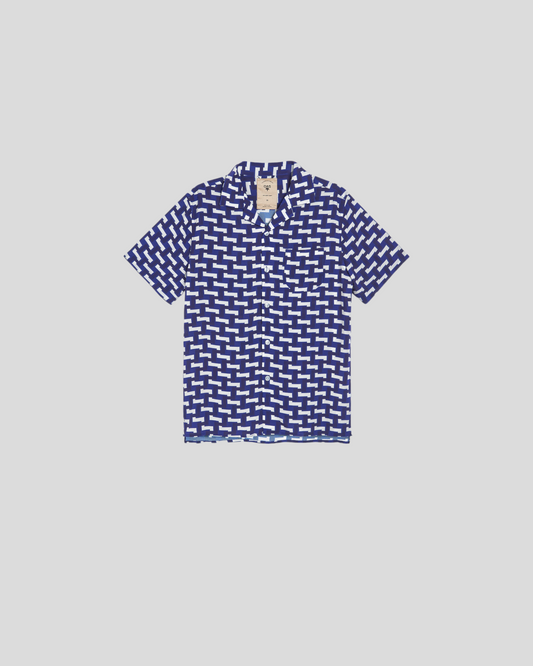 OAS || Blue Layer Zig Viscose Shirt - Cobalt Blue/ Cream OAS Compagny