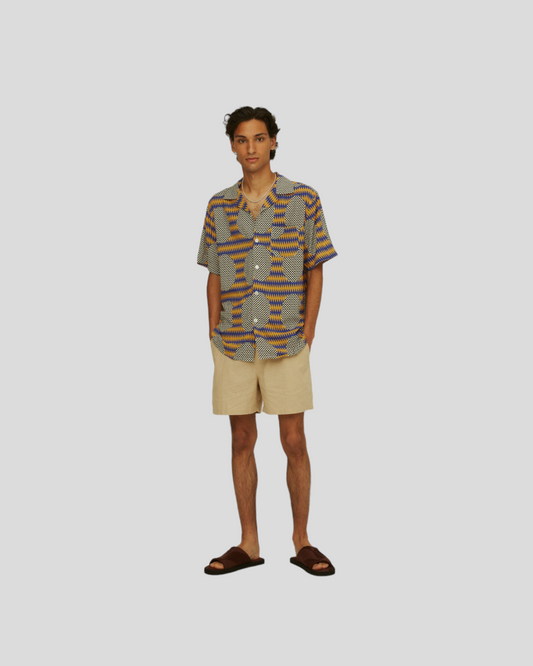 OAS || Chester Finesse Viscose Shirt - Blue/ Orange OAS Compagny
