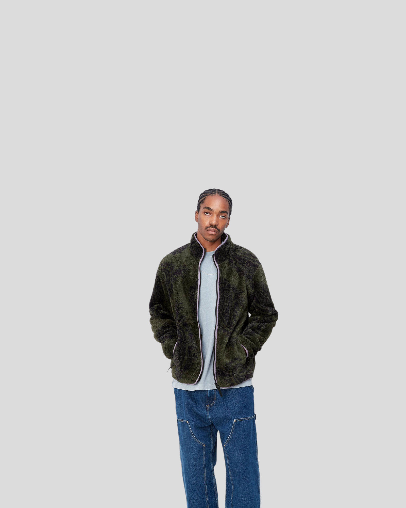 Carhartt || Jebson Sweat Jacket - Paisley Big print Plant/ Glassy Carhartt